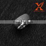In Stock Wholesale Hollywood Star 2016 Men Trendy Cool Stainless Steel Vintage Tire Rectangle Pattern Band Smart Ring 10mm thumbnail-3