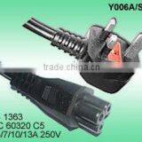 U.K Plug With IEC 60320 C5 VDE Power Cord H05VV-F 3X0.75mm2 1.5/2.0/2.5meters