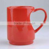 Red Glazed Ceramic Unusual Shape Mug