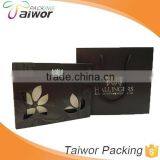 Black Color Silver Foil Stamping Carved Luxury Paper Shopping Bag thumbnail-1