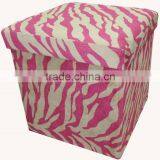 Stronger!! Rose/Beige Zebra Velvet Folding Pet Ottoman thumbnail-1
