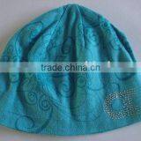 TYH009 Printing Fashion 100% Cotton Gril's Knitted Hat