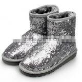 Silver Blk Sequins Glitter Upper Eva Sole Cute Child Girl Snow Winter Boot Shoe, Boots Shoes Kids thumbnail-1