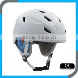 customize OEM in mould CE EN1077 white ski snow helmet with PC shell for kids and lady