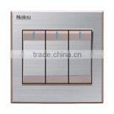 Asia Popular Stainless Steel 3 Gang 2 Way Electric Wall Switch