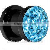 0 Gauge Aqua Ferido Crystal Black Acrylic Screw Fit Plug thumbnail-1