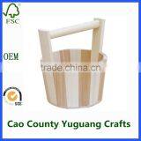 China Handmade Small Decorative Wood Pellet Bucket With Handle thumbnail-1
