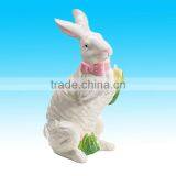 White Easter Bunny Rabbit 11 3/4" High Figurine With Pink Bow Adorable Easter Decor thumbnail-1