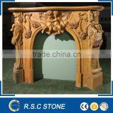 Brown Polished Marble Fireplace for Home Decoration thumbnail-1