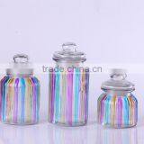 Square Colored Glass Biscute Jar With Display Cover thumbnail-2