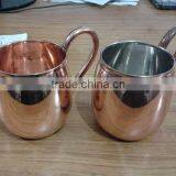 Pure Copper Mule Mug,Copper Moscow Mule Mug,Solid Copper Moscow Mule Mug,Stainless Steel Mug for Vodka