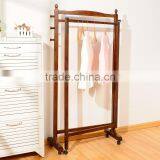 Wooden Clothe Rack With Omni-directional Wheel Wooden Coat Hanger thumbnail-5