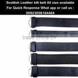 Scottish Black Leather Belt Masonic, Thistle Plain Kilt Belts Without Buckle thumbnail-1
