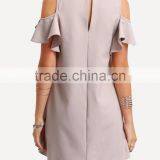 Cold Shoulder Ruffle Sleeve Shift Dress Women Fashion Boutique Dress thumbnail-5