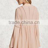 Fashion Long Bell Sleeve Chiffon Embroidery Summer Short Dress Women thumbnail-4