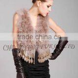 CX-G-B-79D Women Clothes Rabbit Fur Tassels Turkey Wholesale Feather Vest thumbnail-4