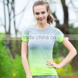 Custom Women Seamless Nylon Yoga T Shirt thumbnail-1