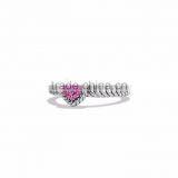 Rhodium Plated CZ Studded Heart Shaped Ring thumbnail-1