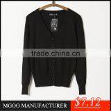 MGOO Cheap Price Stock Black Cotton Women Cardigan V Neck Sweaters Slim Fitting Long Sleeves Outwear