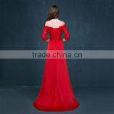 MGOO Brand Design Custom Long Dress Transparent Red Lace Long Dress Off Shoulder Applique Long Sleeves Prom Dress 2069 thumbnail-3