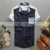 2015 High Quality 100% Cotton Custom Design Contrast Color Men Slim Fit Baby Shirt thumbnail-1