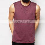 New Design 100% Cotton Custom Pocket Blank Tank Top for Men thumbnail-1