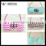 New Arrival Monogrammed Chevron Bandeau Bikini thumbnail-1