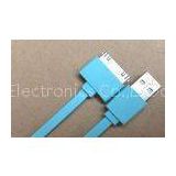 Noodle Flat Blue 30 Pin IPhone 4 Charger USB Cable / Ipad 2 USB Charger Cable