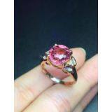 Neffly Hot Nature Tourmaline 18k Gold Diamond Ring thumbnail-2