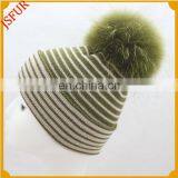 Hot Sale Ribbed Wool Knitted Beanie Bobble Winter Hat thumbnail-4