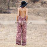 Womens Open Back Sexy Floral Printing Ladies Jumpsuit thumbnail-4