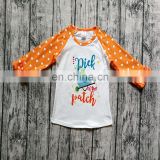 baby girls boutique top t-shirts clothes pick of the patch icing sleeve cotton orange children raglans kids thanksgiving ruffles