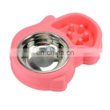 New Double Pet Dog Slow Feeder Bowl,Stainless Steel Anti-choke Puppy Food and Water Feeder for Dog Cats thumbnail-3