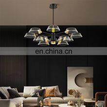 Simple Hanging Indoor Decoration Gold Black Color Living Room LED Contemporary Chandelier Lamp thumbnail-2