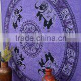 Indian Tapestry Cotton Purple Mandala Elephants Vintage Wall Hanging Art Tapestries Throw Bedsheet thumbnail-2