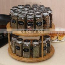 Cosmetics Rotating Storage Rack Bamboo Wood Desk Storage Two-tier Multi-function Racks Kitchen Spice Rack thumbnail-5