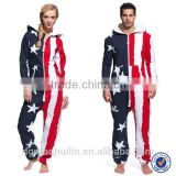 Adult Women And Men American Flag Oneise Jumpsuit Pajama with hood                        
                                                Quality Choice