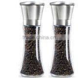 Amazon Manual Brushed Stainless Steel Salt and Pepper Mills Grinder Stunning Glass Body Pepper Grinder Long Bottle thumbnail-5