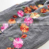 Good Quality Flowers Embroideried Soft Cotton Shawl Scarf Hijab thumbnail-5