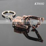 3D Mini Excavator Shaped Promotional Rose Copper Alloy Metal Excavator Keyring thumbnail-4