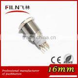 16mm Blue Ring 6V LED Flat Actuator Stainless Steel Metal Push Button thumbnail-3