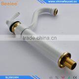 Luxury Deck Mount White & Golden Basin Sink Faucet Single Lever Bathroom Vessel Sink Mixer Taps thumbnail-5