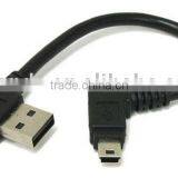Black Color Low Price USB Angled AM to Mini-B Angled Cable