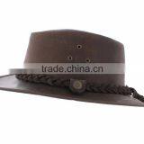 Western / Australian / Aussie / Outback Real Leather Bush Hat With Chinstrap thumbnail-2