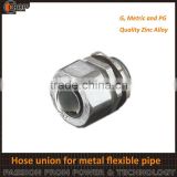 Hose union for metal flexible pipe