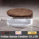 YA301A rotating movable round wooden coffee table