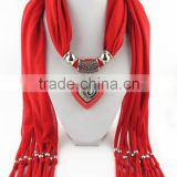 custom latest design fashion new women heart necklace scarf pendant