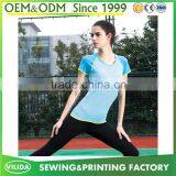 Custom made women's 100% polyester dry fit t shirt tight-fitting yoga sport t shirt