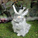 Horns Easter Bunny Taxidermy Decor Gray Tan Jackalope Rabbit thumbnail-1