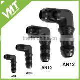 FULL FLOW 10AN 90 DEGREE BLACK SWEPT FLARE BULKHEAD FITTING ADAPTER thumbnail-1